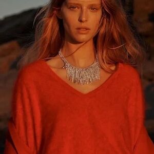 NWT J.Crew Clear Crystal Rhinestone Fringe Collar Statement Necklace